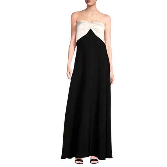 ALEX MARIE Sara Halter Sleeveless Gown Black & Ivory Size 16 NEW - Picture 1 of 9